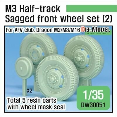 DEFDW30051 U.S M2/M3/M16 Halftrack Front Sagged Wheel set (2)( for AFV club, Dragon 1/35)