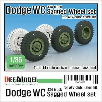 DEFDW30052 WW2 U.S Dodge WC 4X4 Sagged wheel set (for AFV club, Italeri 1/35)