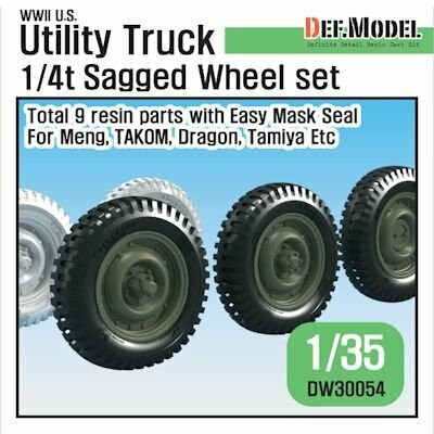 DEFDW30054 WW2 U.S Willys MB Sagged wheel set(2) (for Tamiya, Takom, Dragon, Meng 1/35)