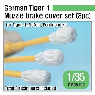 DEFDM35102  WWII German Tiger-1 Muzzle brake canvas cover set (3pc) ( for 1/35 Tiger-1 kit)  1/35