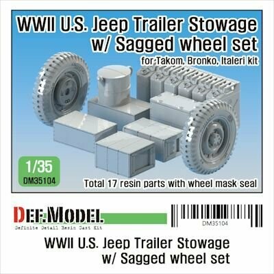 DEFDM35104 WW2 US Willys Jeep trailer stowage set (for Takom, Italeri, Bronko kit 1/35)