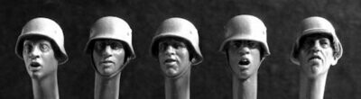 HORHGH22 5 Heads, German helmets, WWII