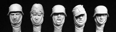 HORHGH28 5 heads German soldiers wearing winter headscarves, WW2