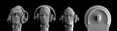 HORHGH23 3 HEADS, SS panzer crew with separate headband assembly