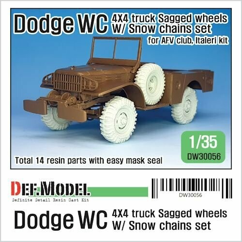 DEFDW30056 WW 2 US DODGE WC 4X4 SNOW CHAINED SAGGED WHEEL SET AFV CLUB /ITALERI