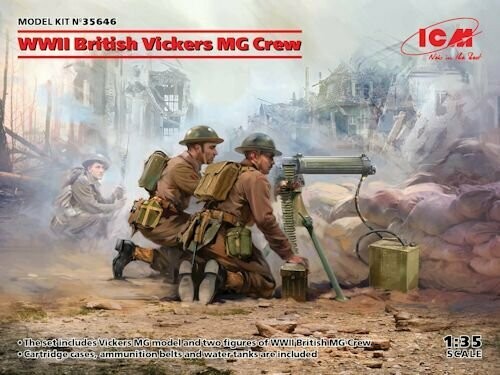 ICM35646 Bristish Vickers MG crew WW II Vickers MG + 2 Figures
