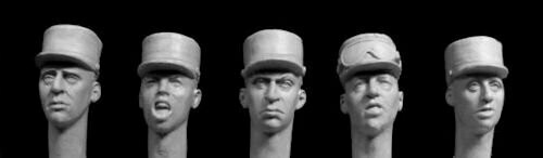HORHFH06  5 heads, with French Foreign Legion field kepis mid 20th century