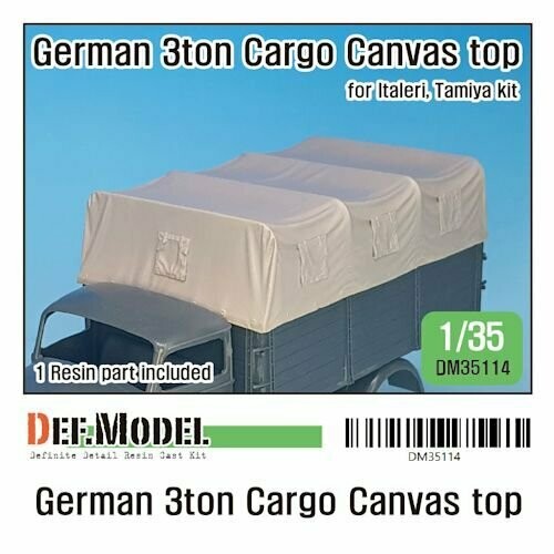 DEFDM35114 German 3ton Cargo Truck Canvas Top for Italeri, Tamiya kit