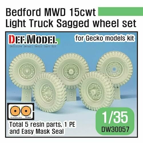 DEFDW30057 British Bedford MWD 15cwt Truck Sagged wheel set (for Gecko models)