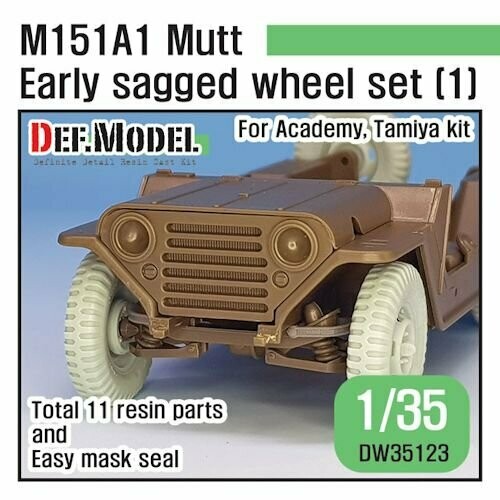 DEFDW35123 M151A1 Mutt Jeep Early Sagged Wheel set (1) (for Academy/Tamiya 1/35)