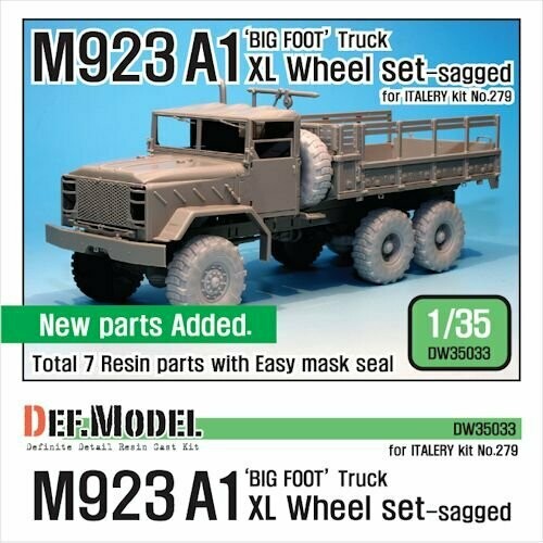 DEFDW35033 M923A1 'BIG FOOT' Truck Michelin XL Sagged Wheel set (for Italeri 1/35)