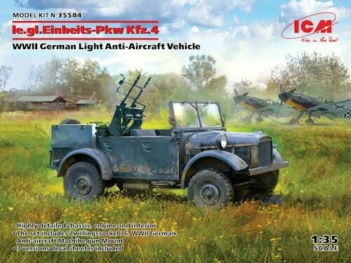 ICM35584 le.gl.Einheitz-Pkw Kfz.4, WWII German Light Anti-Aircraft Vehicle  -