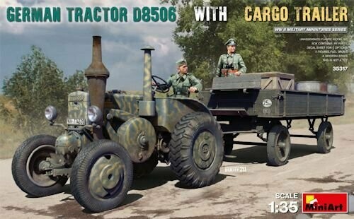 MINI35317 German Tractor D8506 with Cargo Trailer