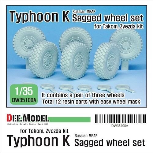 DEFDW35100A Russian Typhoon-K 6X6 MRAP Sagged Wheel set (for Takom, Zvezda 1/35)- Retooled