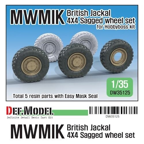 DEFDW35125 UK Jackal1 MWMIK 4x4 Sagged wheel set ( for Hobbyboss 1/35)