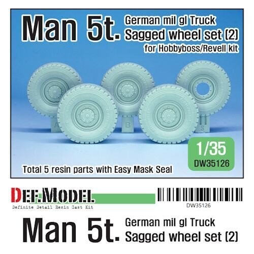 DEFDW35126 German Man 5t. mil gl Truck Sagged wheel set (2) Continetal HCS ( for Hobbyboss/Revell 1/35)