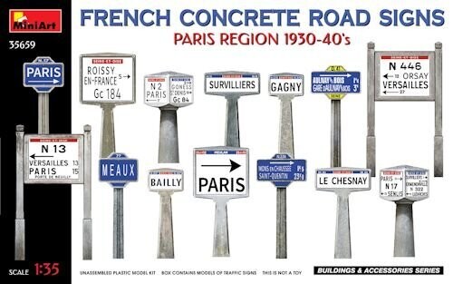 MINI35659 French Concrete Road Signs Paris Region '30-40's 1-35