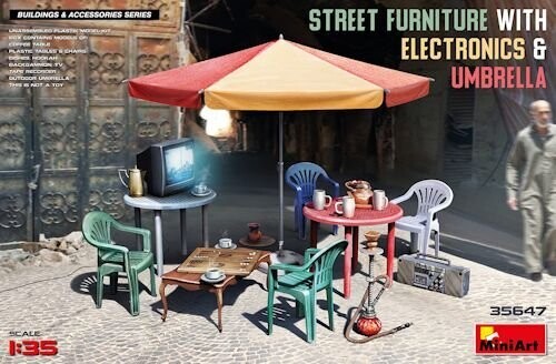 MINI35647 Street Furniture with Electronics & Umbrella 1-35