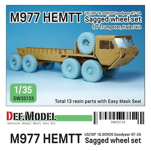 DEFDW35133 US, IDF M977 HEMTT Truck Goodyear Sagged Wheel set (for Italeri, Trumpeter, Etc. 1/35)