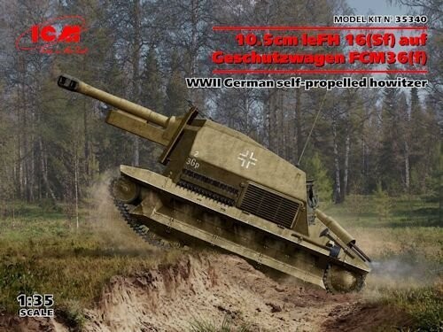 ICM35340 10,5cm le FH 16(Sf) auf Geschutzwagen FCM36(f) Howitzer 1-35