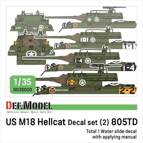 DEFDD35020 WWII US M18 Hellcat 805TD decal set  1/35