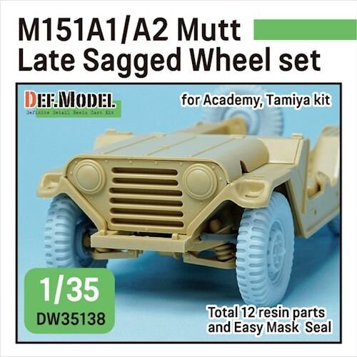 DEFDW35138 US M151A1/A2 sagged wheel set (for Tamiya/Academy 1/35) (Included front suspension parts)