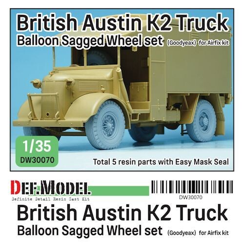 DEFDW30070 British Austin K2 Truck Balloon Sagged wheel set
(for Airfix 1/35)