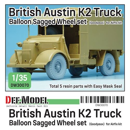 DEFDW30070 British Austin K2 Truck Balloon Sagged wheel set 
(for Airfix 1/35)