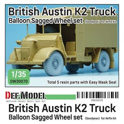 DEFDW30070 British Austin K2 Truck Balloon Sagged wheel set
(for Airfix 1/35)