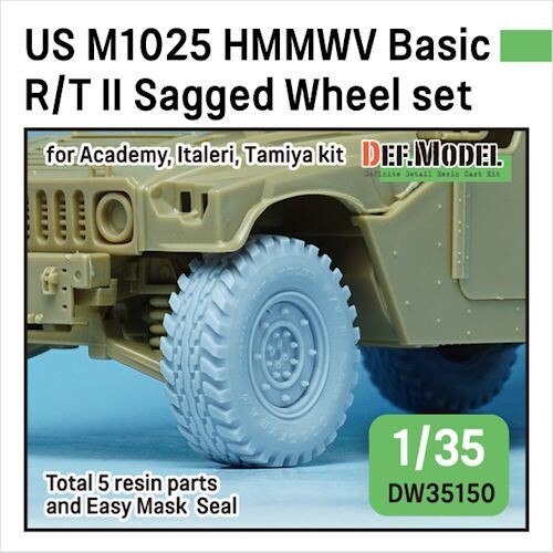 DEFDW35150 US M1025 HMMWV Basic R/T II Sagged wheel set 
(for Academy, Italeri, Tamiya 1/35)