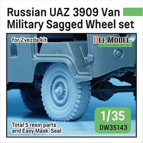 DEFDW35143 Russian UAZ 3909 Van Military Sagged wheel set 
(for Zvezda 1/35)