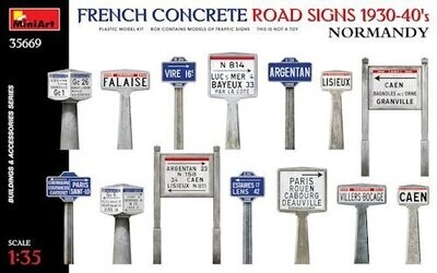 MINI35669 French Concrete Road Signs 1930-40' Normandy 1-35