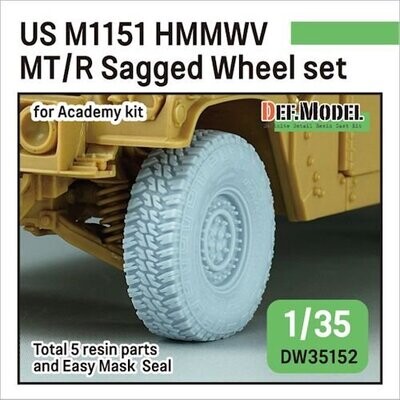 DEFDW35152 US M1151 HMMWV MT/R Sagged Wheel set (for Academy 1/35 M1151) 1/35