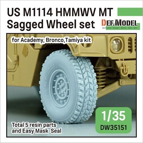 DEFDW35151 US M1025/M1114 HMMWV MT Sagged Wheel set (for Tamiya, Academy, Bronco kit)  1/35