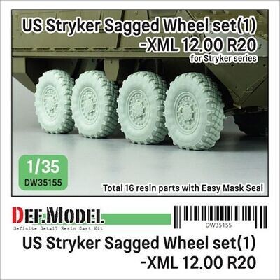 DEFDW35155 US M1126 Stryker XML Sagged wheel set (1) (for Stryker series 1/35)-Retool DW35010A ( Release Nov.2022) 1/35
