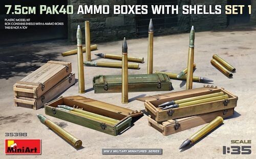 MINI35398 7.5cm AmmoBoxes+Shells 1/35