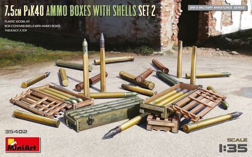 MINI35402 7.5cm PaK40 Ammo Boxes Set 2 WW II  1/35