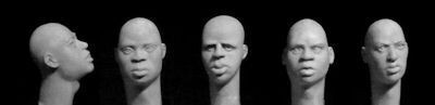 HORHH48 5 Bare heads, black African features 1/35