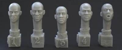 HORHH05 5 DIFFERENT AFRICAN BALD HEADS 1/35