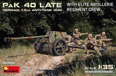 MINI35409 Germ. 7.5cm PaK 40 Late & W /Elite Artillery Rgiment Crew 1/35
