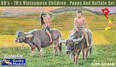 GM35109 60's-70's VIETNAMESE CHILDREN, PUPPY AND BUFFALO SET 1/35