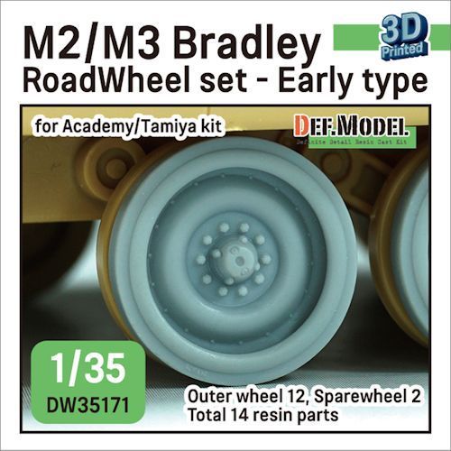 DEFDW35171 M2/M3 Bradley Roadwheel outside parts -Early (for Tamiya/Academy 1/35 kit)- 3D printed