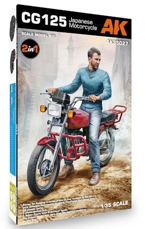 AK35027 CG125 JAPANESE MOTORCYCLE + FIG 2 HEADS 1/35