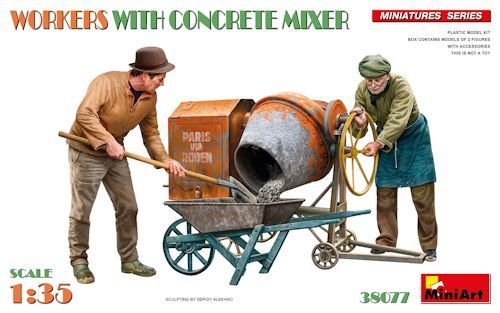MINI38077 Workers with Concrete Mixer 1/35
