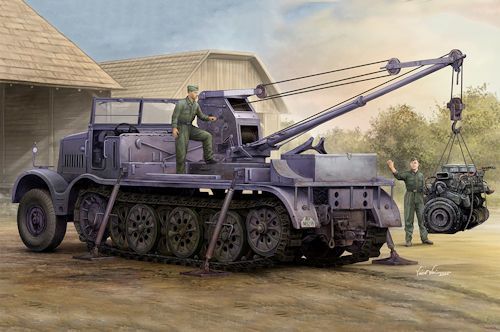 TRUM9576 Schwerer Zugkraftwagen 18 t with 6 t Billstein-Crane, Sd.Kfz.9/1 1/35