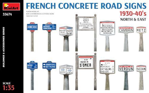 MINI35674 French Concrete Road Signs 1930-40’s. North & East 1/35