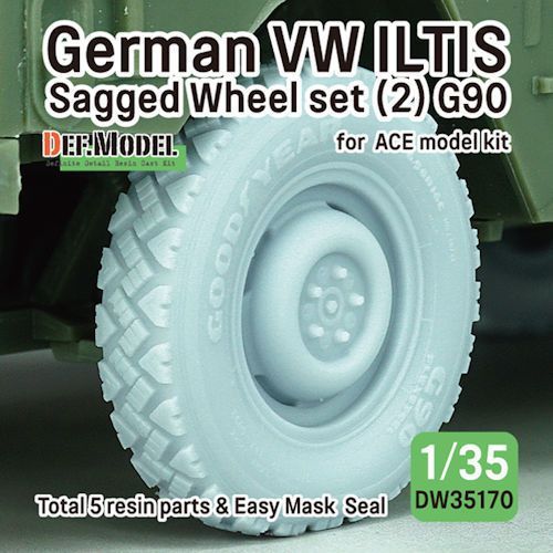 DEFDW35170 	German VW ILTIS sagged tire set-(2)G90 (for ACE model 1/35 kit)