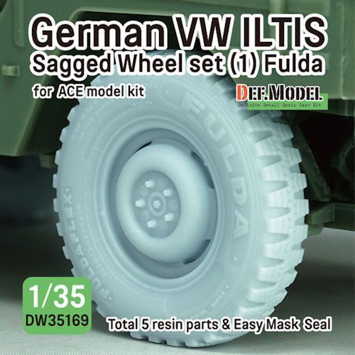 DEFDW35169 	German VW ILTIS sagged tire set-(1)Fulda (for ACE model 1/35 kit)
