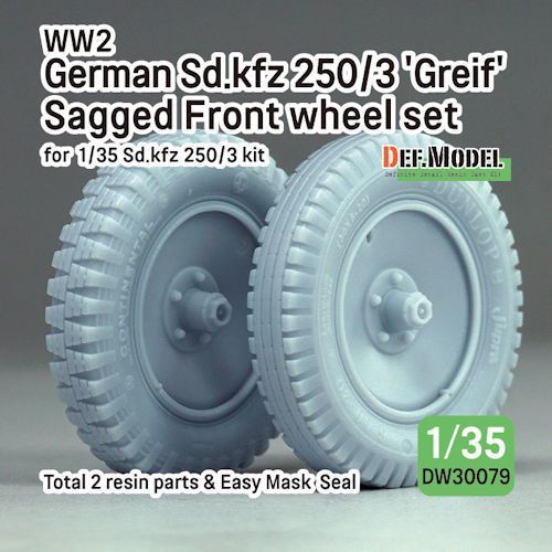 DEFDW30079 WW2 German SD.Kfz 250/3 'Greif' Sagged wheel set - (for 1/35 Sd.kfz 250/3 Greif kit)