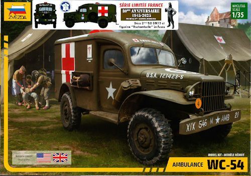 ZVE3711F WC-54 AMBULANCE  SERIE LIMITEE FRANCE DECO  2 DB + FIG 1/35
